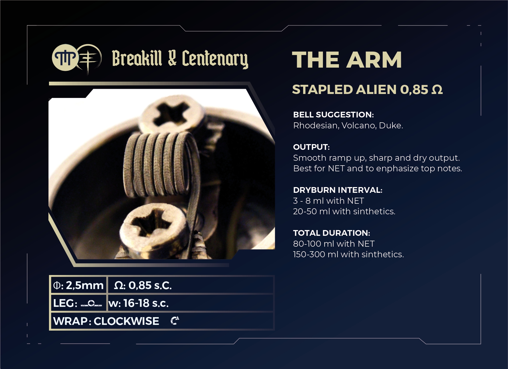 centenary-the-arm-staple-alien-0-85-ohm-mtl-coil image 2